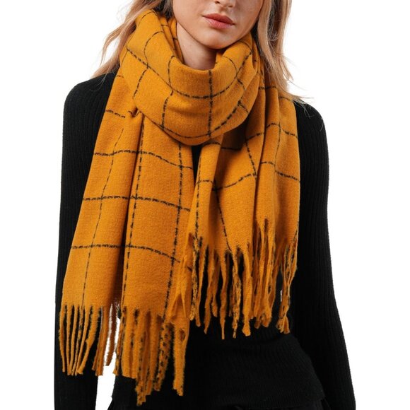 Women Orange Large Chunky Scarves Cozy Shawls Wraps Winter Scarf